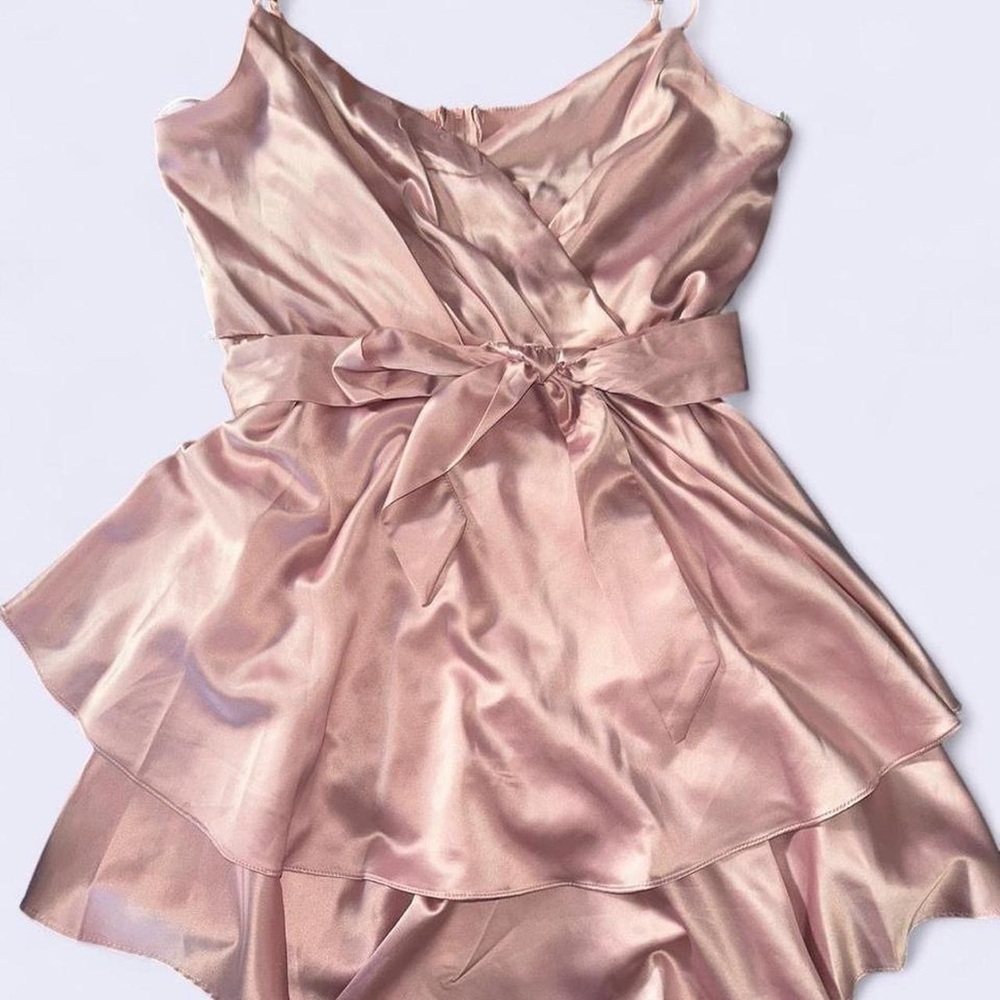 B Darlin Satin Blush Pink Dress